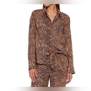 Ulla Johnson Leopard Print Cotton Silk Button Down Shirt. Size 0.
